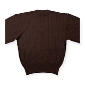 DAKS GOLF ダックス ゴルフ ケーブル編み デザイン Vネック ウールニットセーター サイズ M /メンズ/ダークブラウン