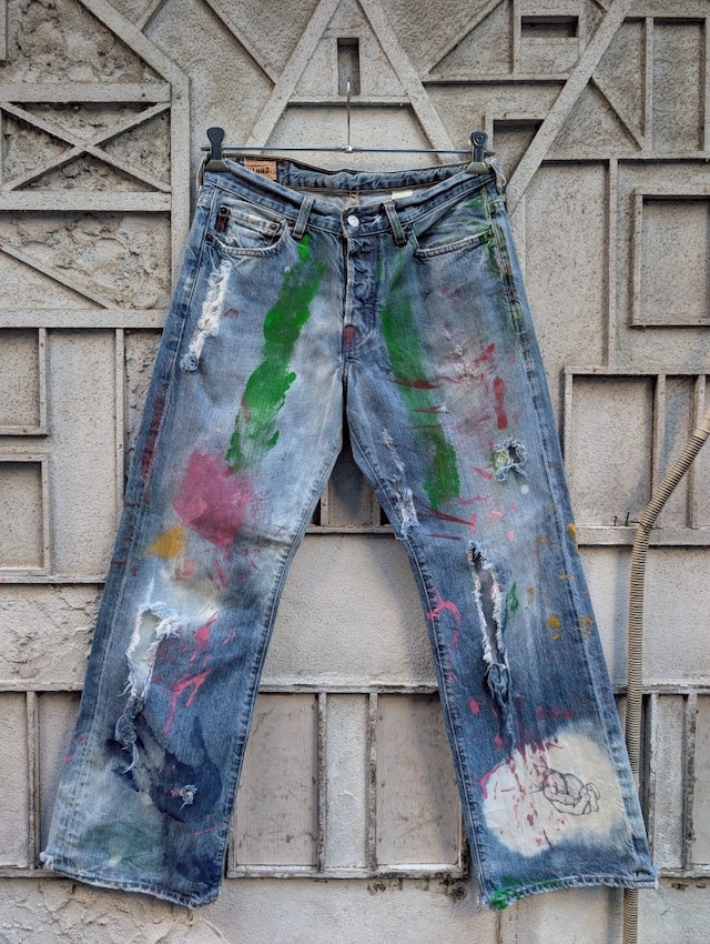 "ABERCROMBIE&FITCH" paint custom denim pants