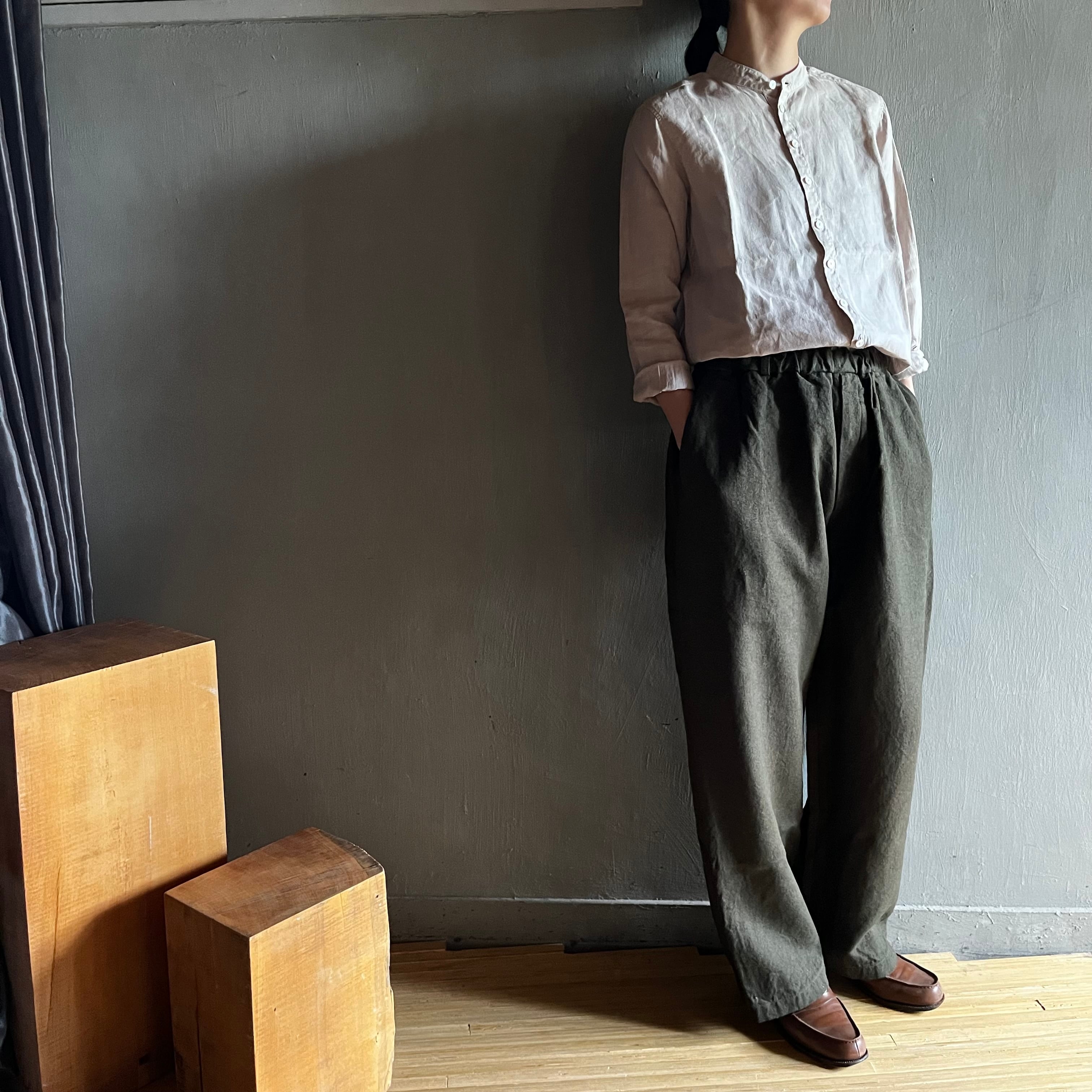 MITTAN|亜麻苧麻ワイド(麻パンツ) PT-92 濃緑 | CORNER_122 MITTAN|亜麻苧麻ワイド(麻パンツ) PT-92 濃緑 | CORNER_122