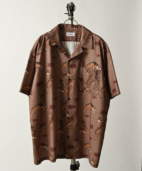 ATELANE tiger print short sleeve shirt (BEG) 24A-15041