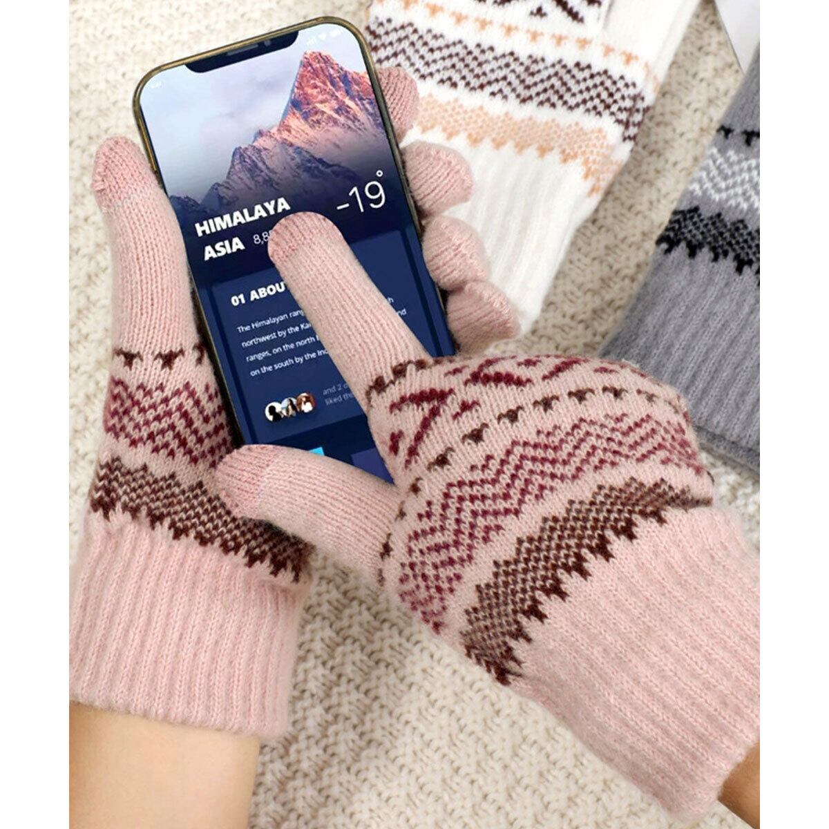 北欧風 ノルディック柄 ジャガード 手袋 レディース 秋冬 微起毛 グローブ おしゃれ 大人 かわいい きれいめ カジュアル 防寒 防風 保温 暖かい スマホ対応 タッチパネル対応 大人可愛い 大人女子