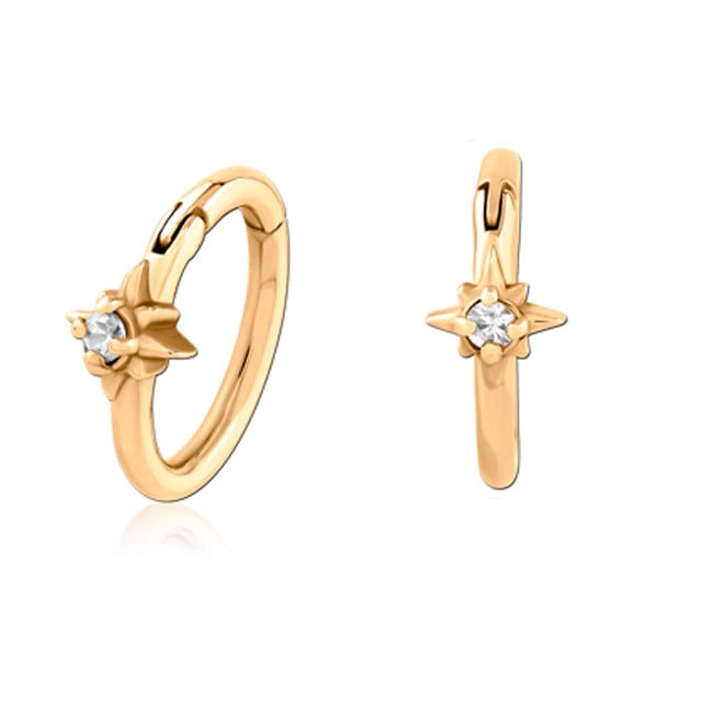 ワンタッチピアス 16g ゴールド シャインスター 星ピアス ステンレス