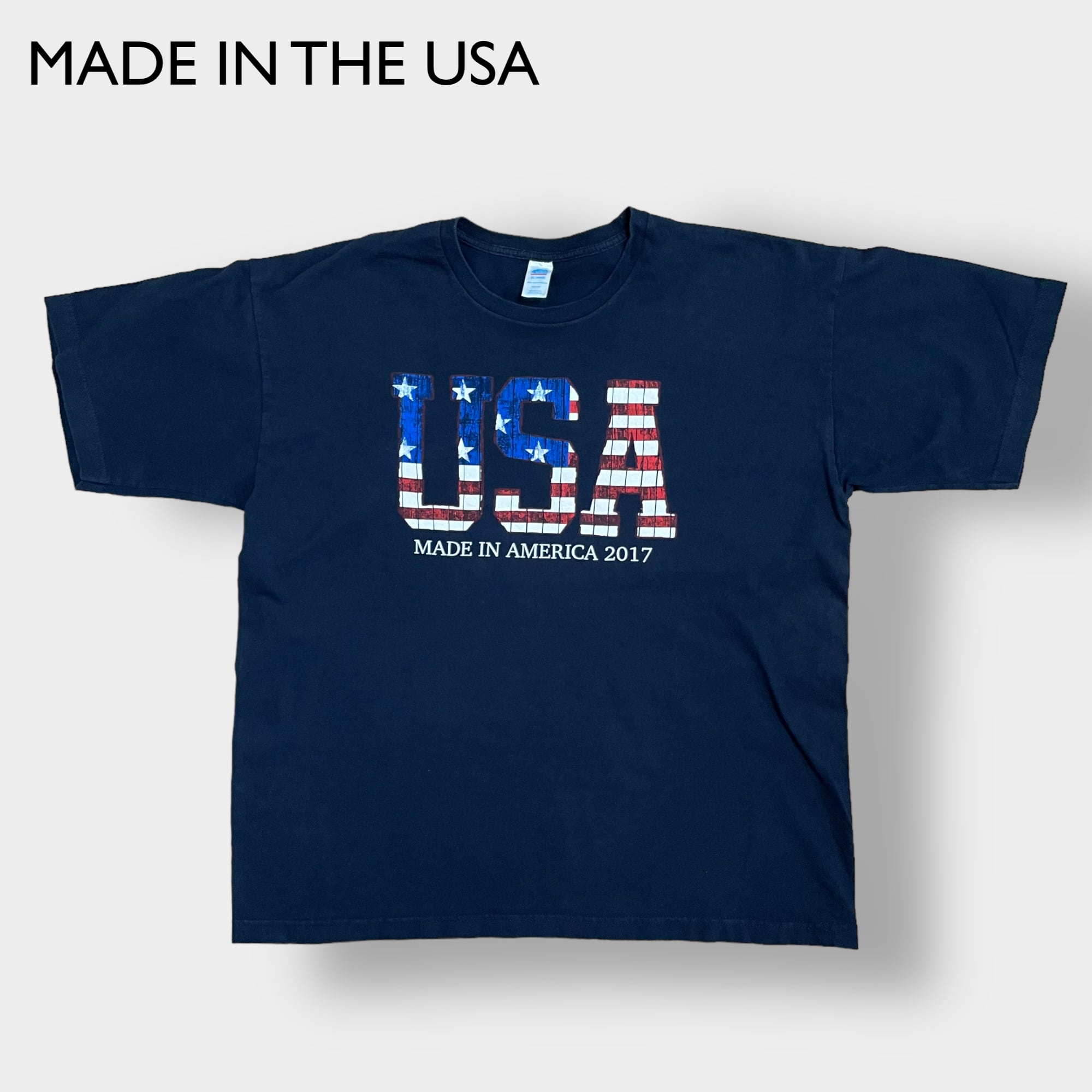 MADE IN THE USA】USA製 XL ビッグサイズ 星条旗 USAロゴ プリント T 