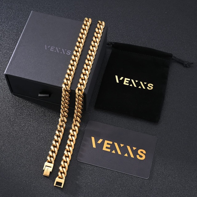 VEXXS 喜平 ネックレス メンズ K18 ゴールドメッキ【タグ取り外し可能】6/9/10/12mm マイアミキューバン キヘイ チェーン ステンレス アクセサリー B系 ストリート系 ヒップホップ 贈り物 お祝い 記念 ギフト プレゼント