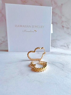 Pu'uwai Maile hoop earring Hawaiianjewelry(ハワイアンジュエリーマイレハートフープピアス)