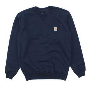 カーハート 裏起毛 Vガゼット ポケット付きスウェット トレーナー 7620613 CARHARTT CREWNEC POCKET SWEATSHIRT NAVY [並行輸入]