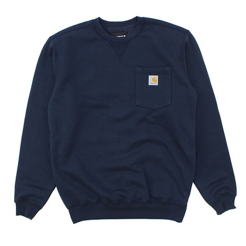 カーハート 裏起毛 Vガゼット ポケット付きスウェット トレーナー 7620613 CARHARTT CREWNEC POCKET SWEATSHIRT NAVY [並行輸入]