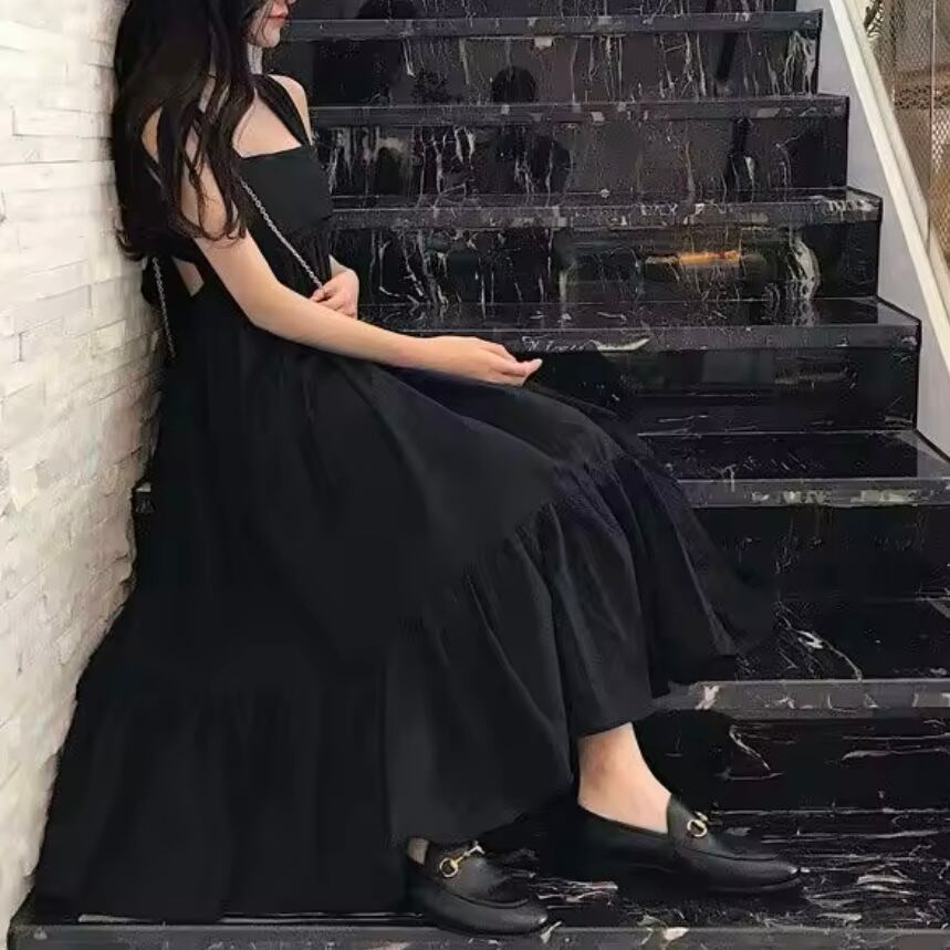 ロングフレアバックリボンサマードレス