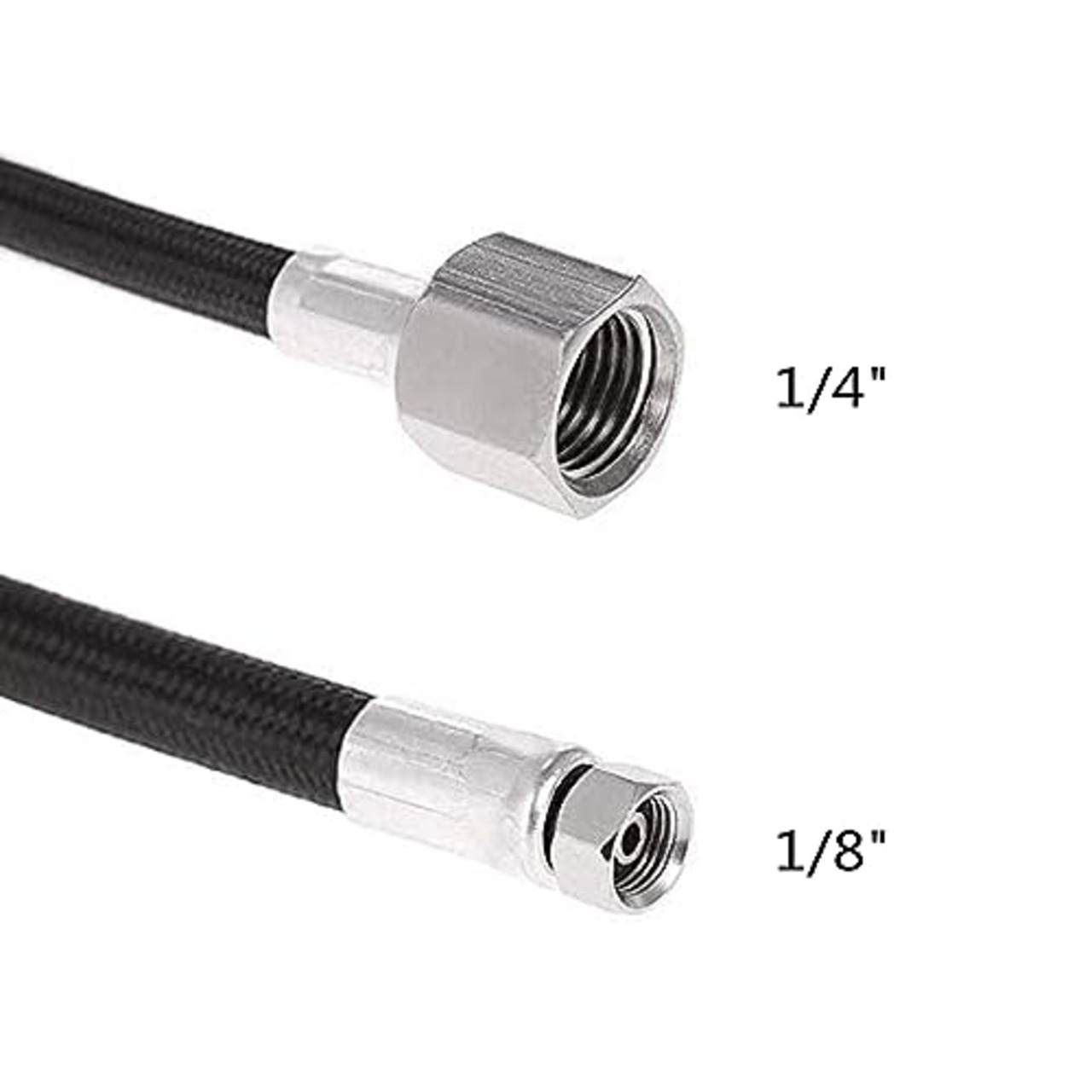 YFFSFDC エアブラシホース 1.8M ナイロン編組 エアブラシ用 エアーホース エアポンプ接続ホース エアブラシホース ブレードホース 1/8 1/4 接続用 フィッティング ジョイント付き