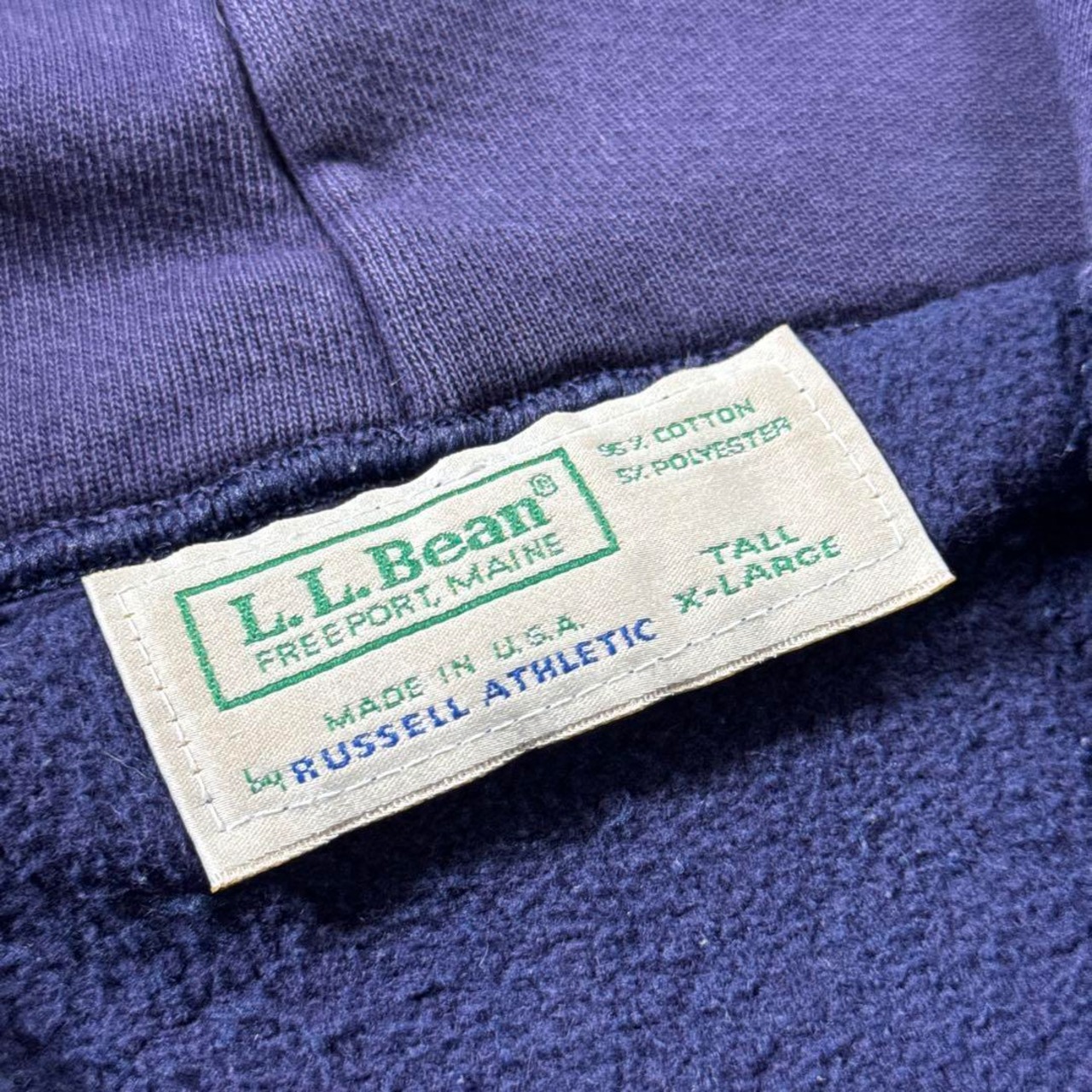 L.L.Bean × Russell 90s henry neck hoodie purple XL 古着 - 8