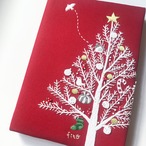 刺繍パネル「クリスマスツリー」ファブリックパネル　手刺繍　インテリア