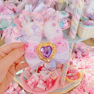 【F7】62-67うさ耳リボンヘアクリップ