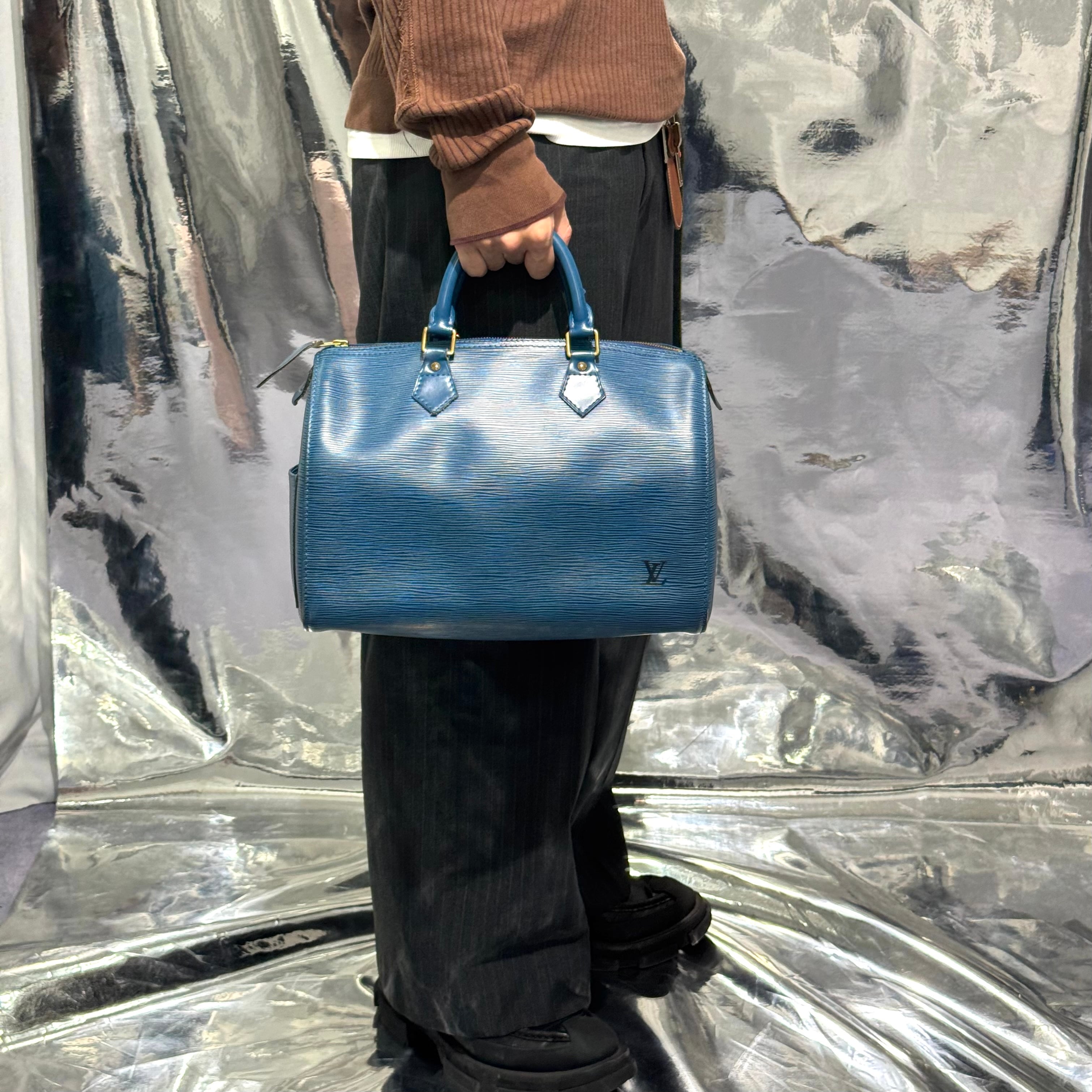 Louis Vuitton スピーディ35 ボストンバック Louis Vuitton エピ スピーディ 35 ボストンバッグ ブルー レザー ルイ