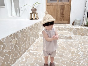 【Bebe nine】ワッフルブルマツーピース アイボリー 70〜80cm　24047