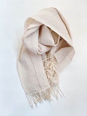 Hand-woven Silk&Linen scarf / line écru  手織りシルクリネンショール ライン　エクリュ