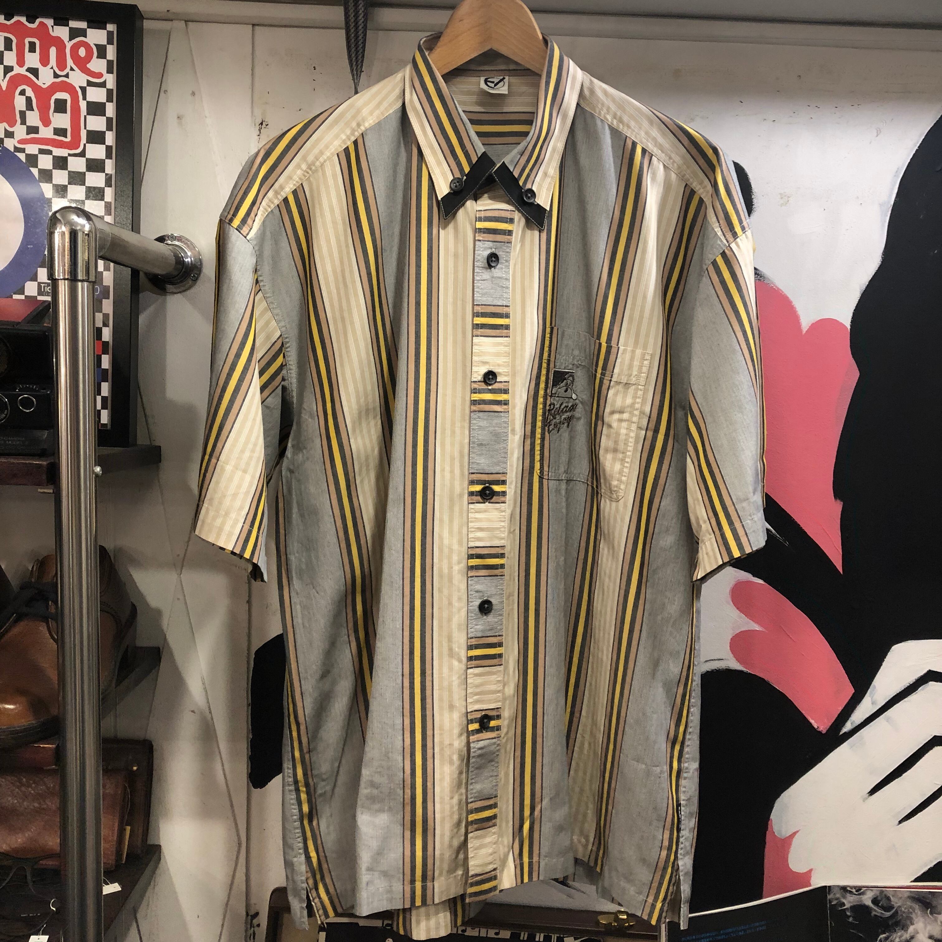 90S BONTON 刺繍 ポリシャツ 比翼ボタン Lサイズ 日本製 - シャツ