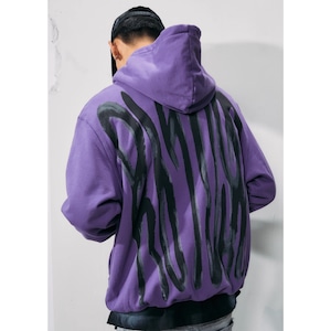 【DRIP3205】R69 Bic Handwriting Logo Print Zipper Hoodie