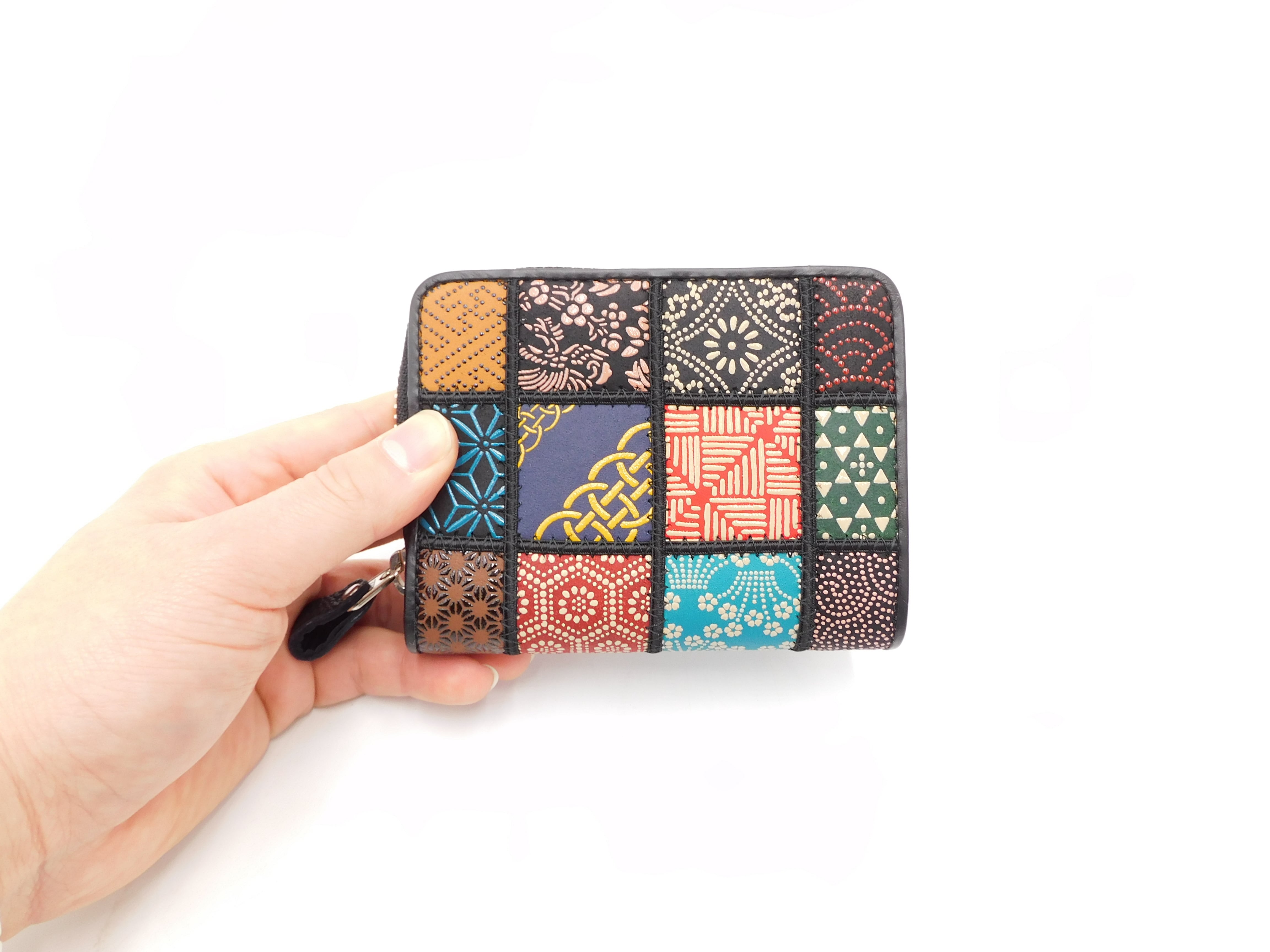 パッチワーク印傳 ラウンド札入 マルチカラー | 浅草前川印傳｜公式