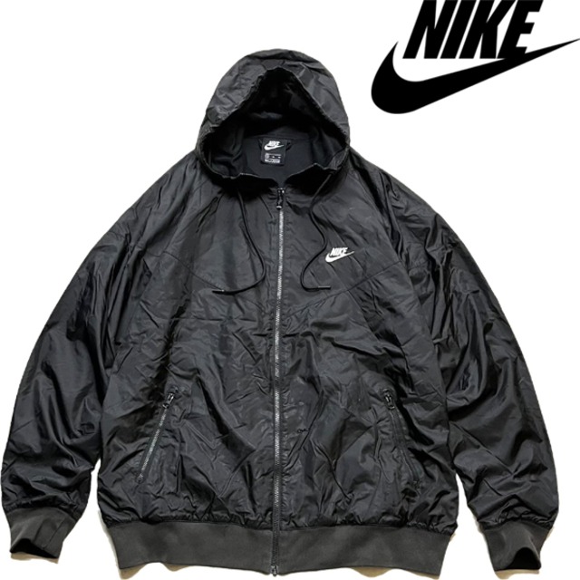 1点物◇ナイキNIKEナイロンジャケット黒パーカー古着メンズXL 