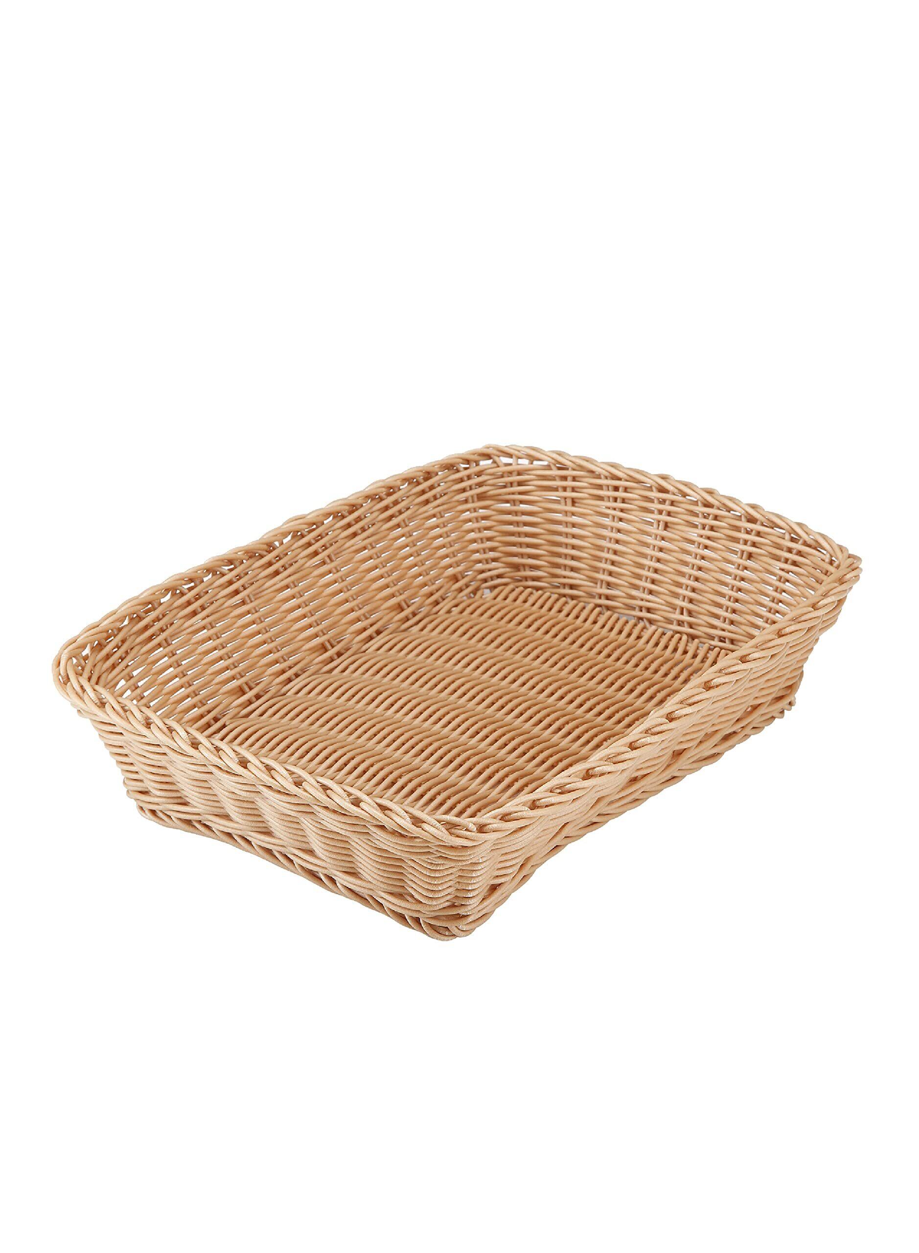 手編みバスケット ＜9×26cm＞ 木製風バスケット シンプル レトロ