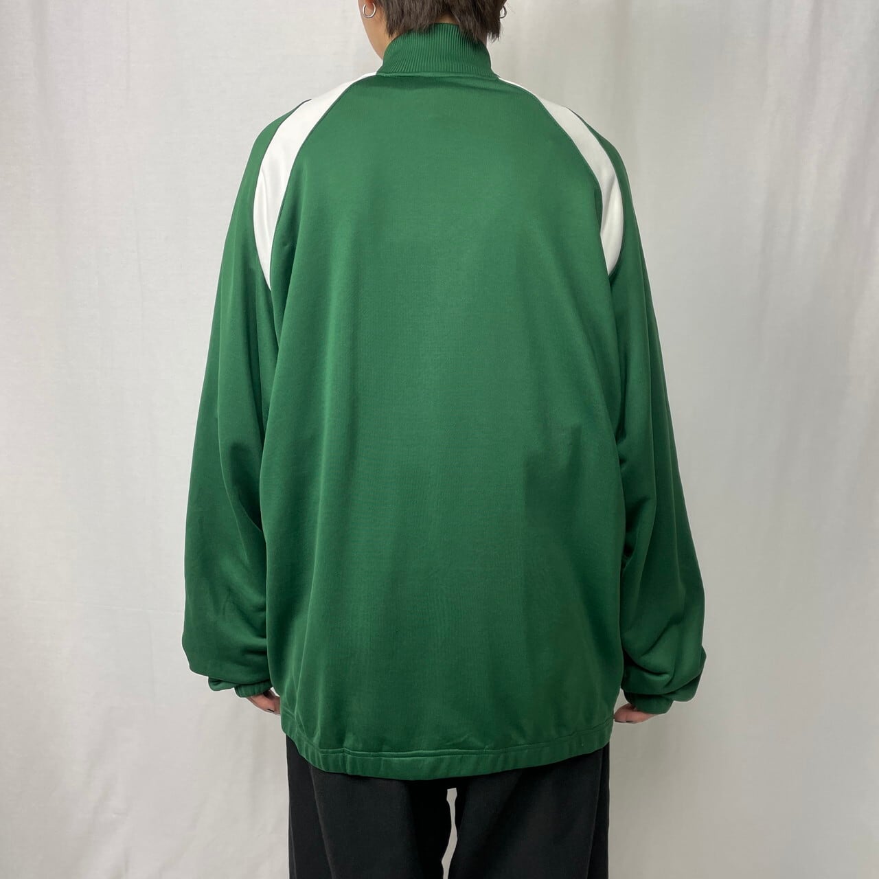 NIKE ナイキ ロゴ刺繍 トラックジャケット XL グリーン 緑 ブラック 白