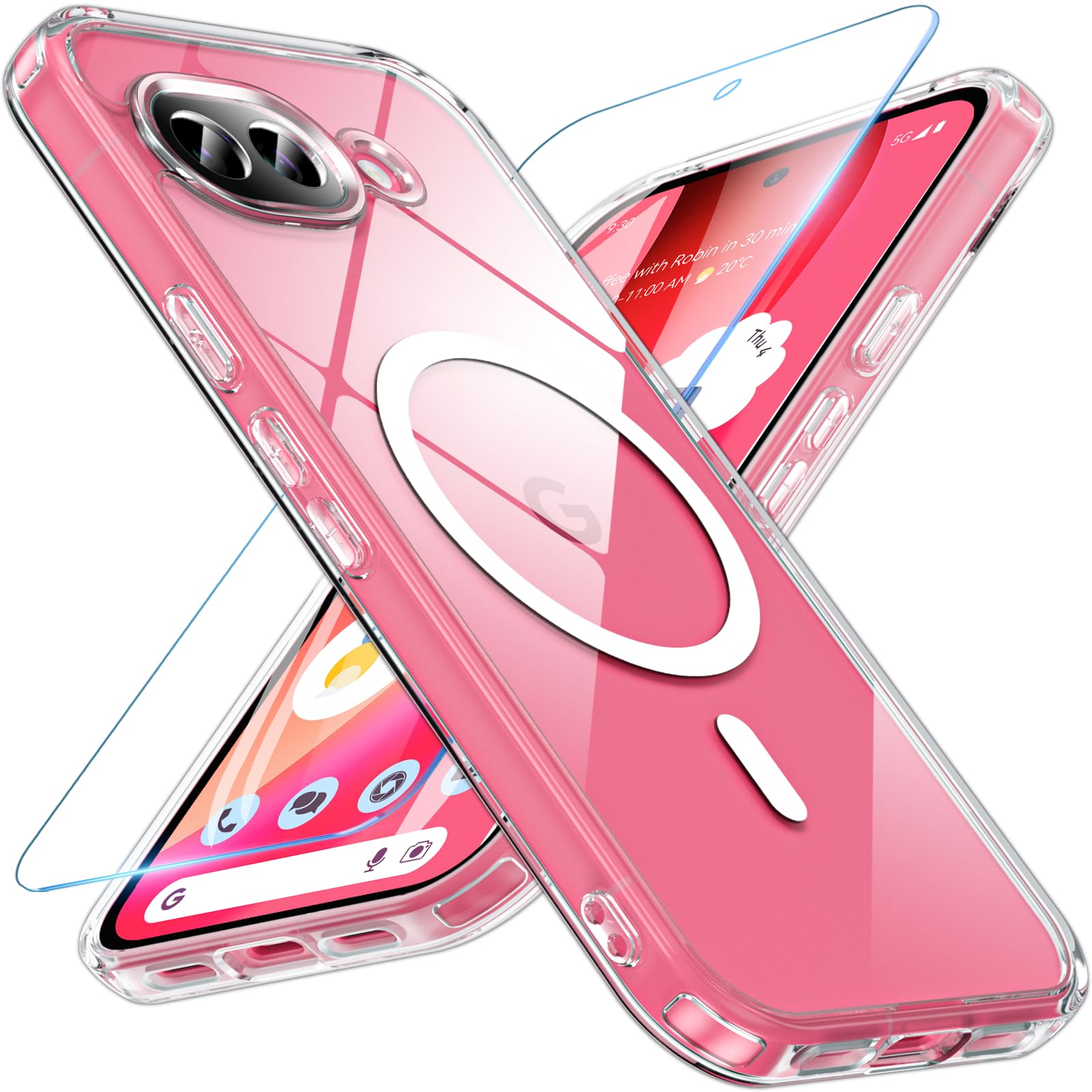 BESINPO Google Pixel 10a ケース ガラスフィルム付き MagSafe対応 黄ばみなし 耐衝撃 耐久性 6.3インチ クリア