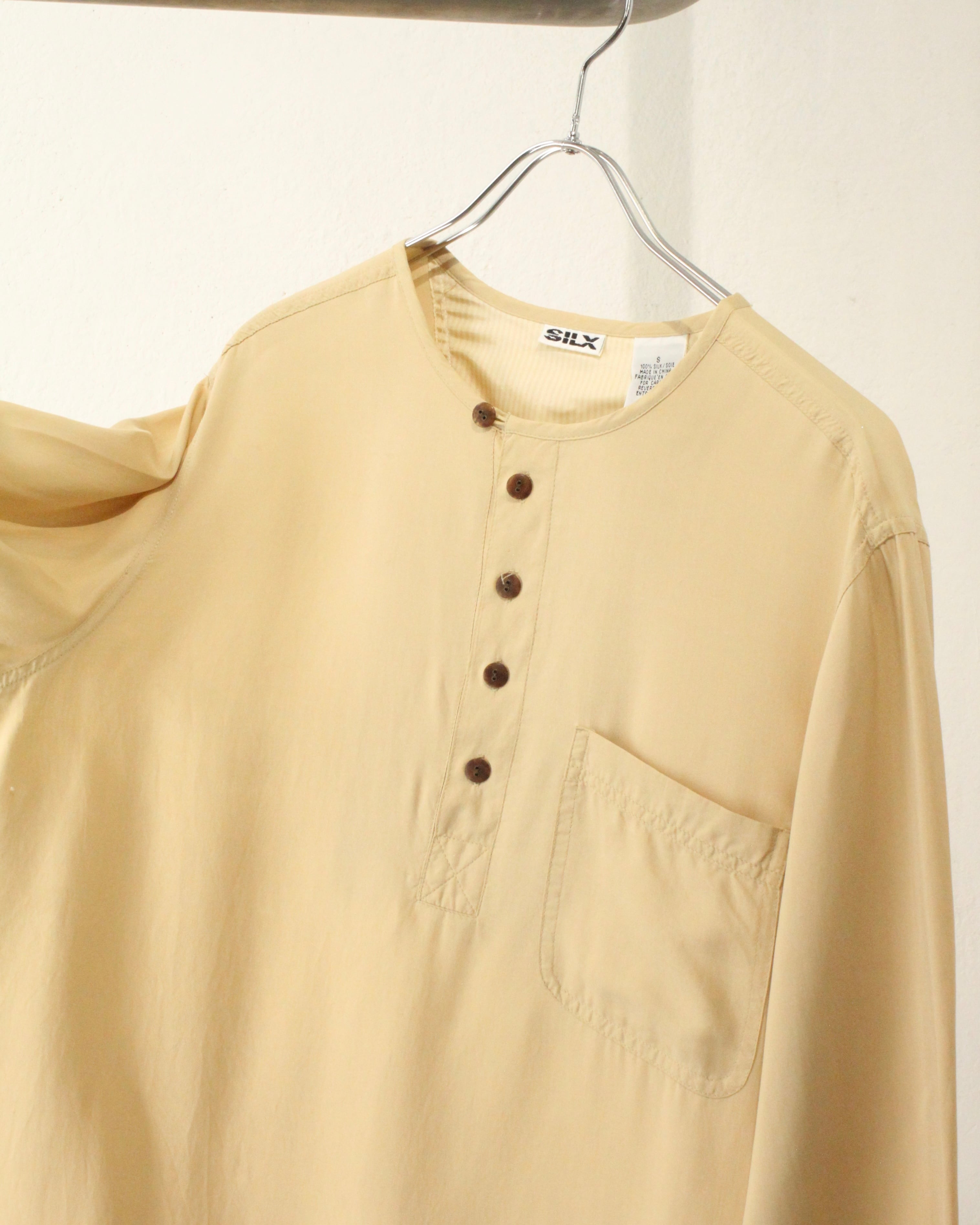 90s SILX L/S Henry-Neck Silk Shirt