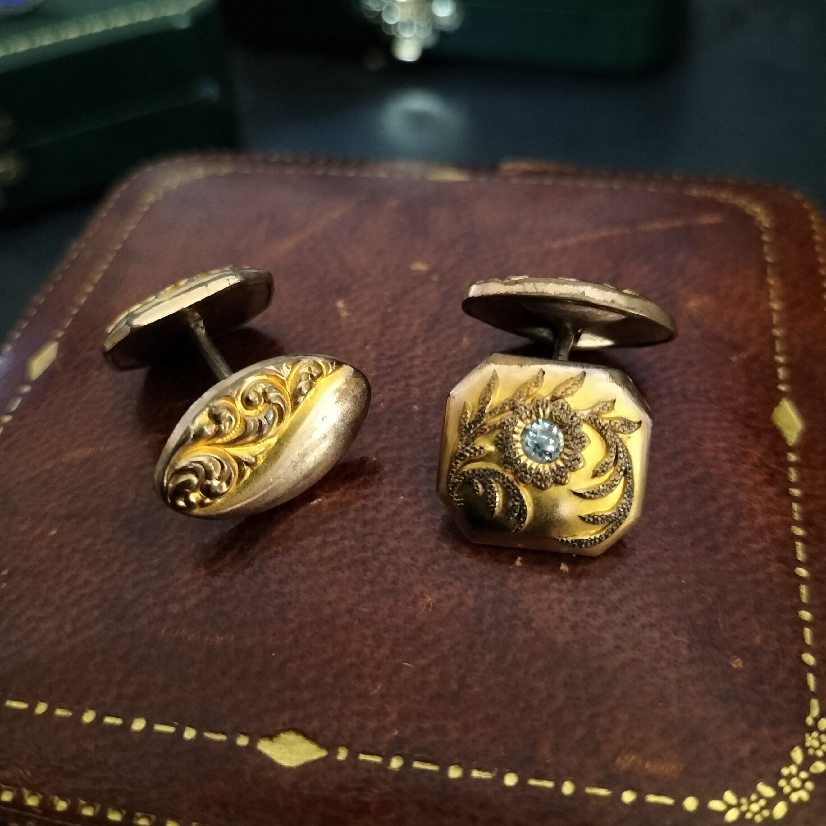 Antique Double Engraved Art Nouveau Cufflinks