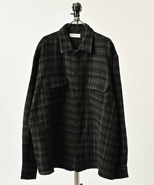 many men many mind Waffle Check Work Shirt (BLK) M2625000