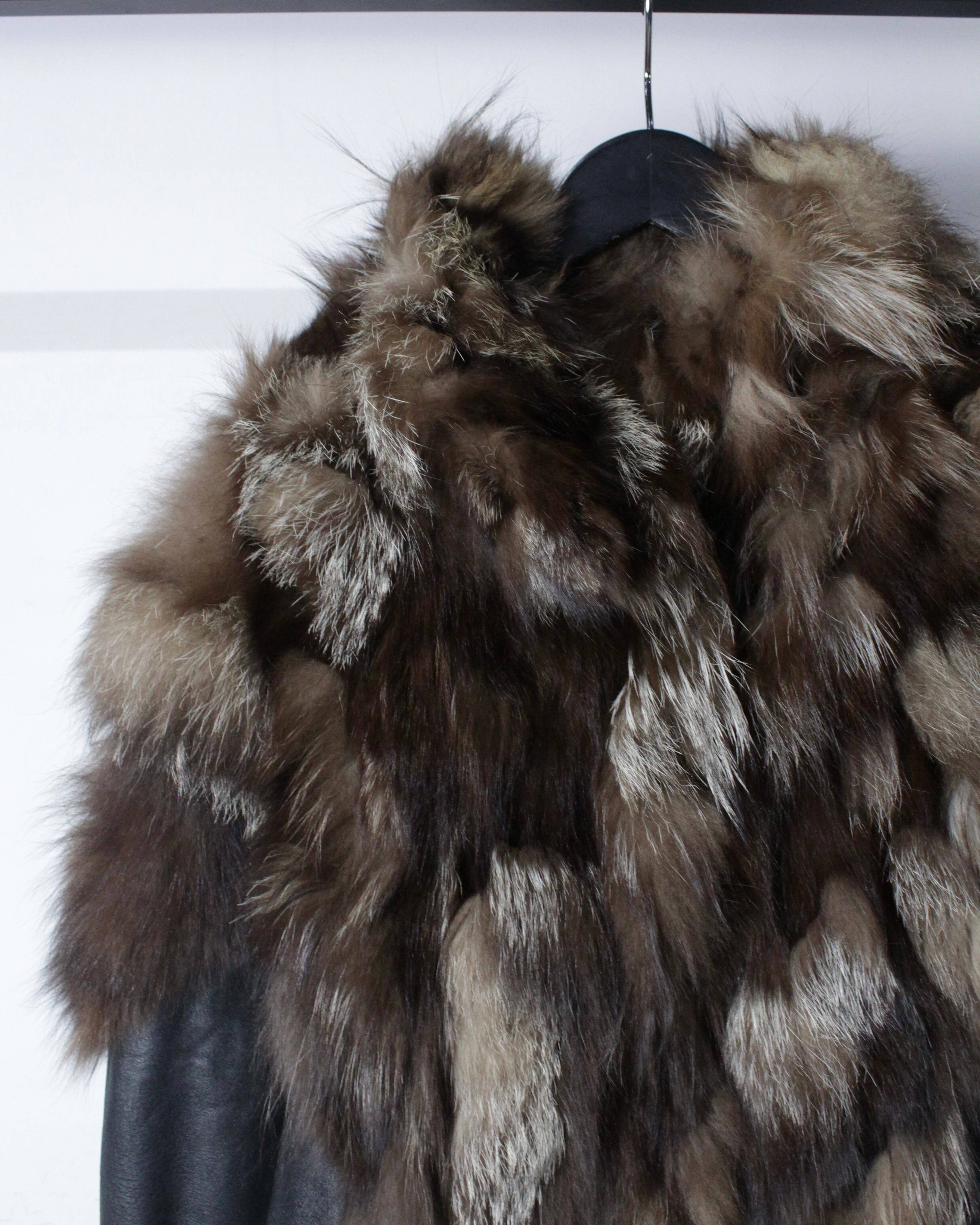 Caka BLACK】Special Fur Switching Vintage Leather Jacket | Caka