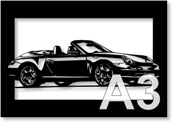 ポルシェ(Porsche) 911カレラ カブリオレの切り絵 【A3サイズ