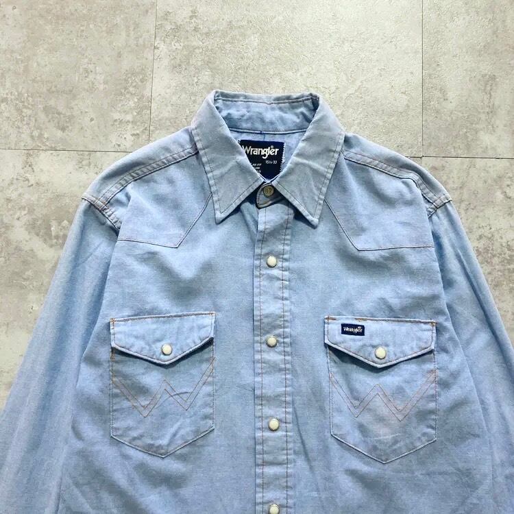 80's-90's】Wrangler ラングラー ワンポイント ロゴ刺繍 スナップ