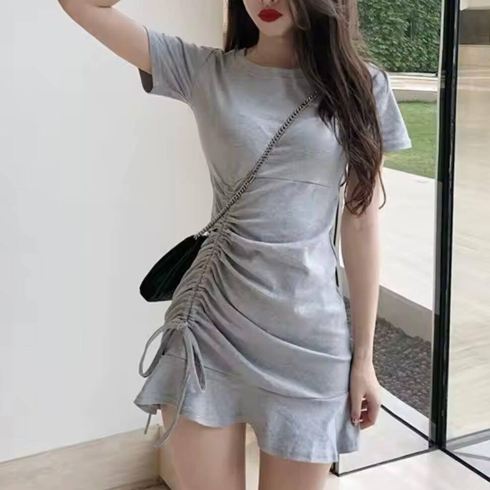 シャーリングTシャツミニワンピース