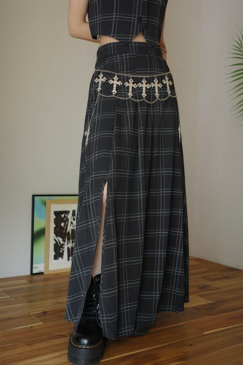 チェックベストスカートセットアップ/ブラック | osrsofficial