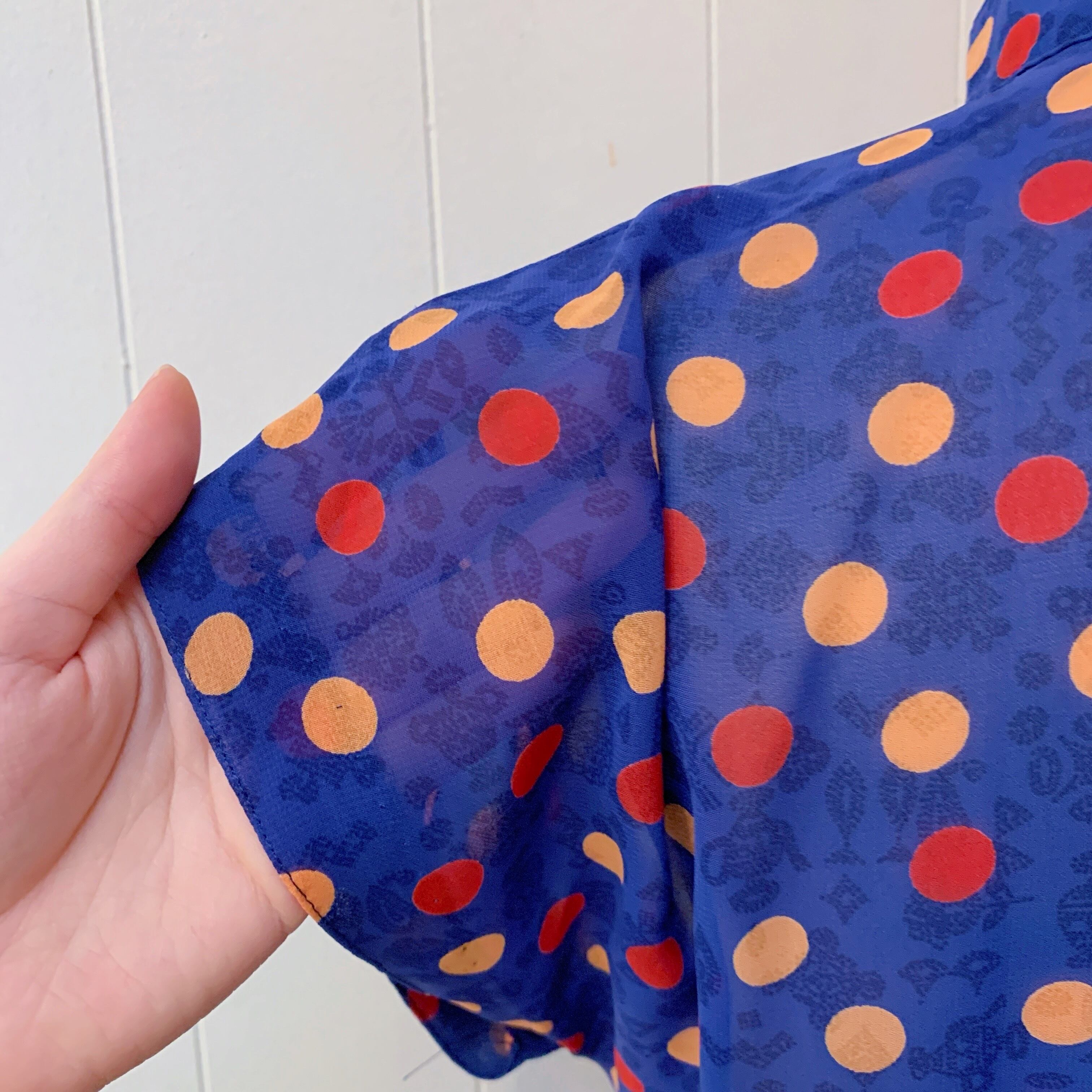 pop coin dot blue sheer one-piece