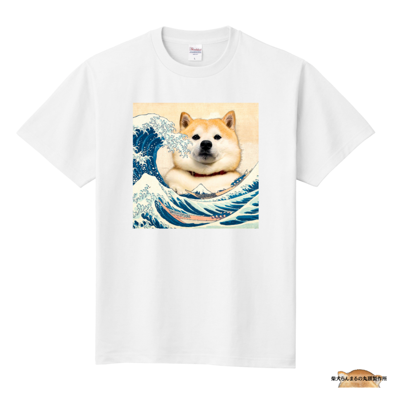 Tシャツ07：波とらんまる：発送予定7月下旬以降 | 柴犬らんまるの丸頭