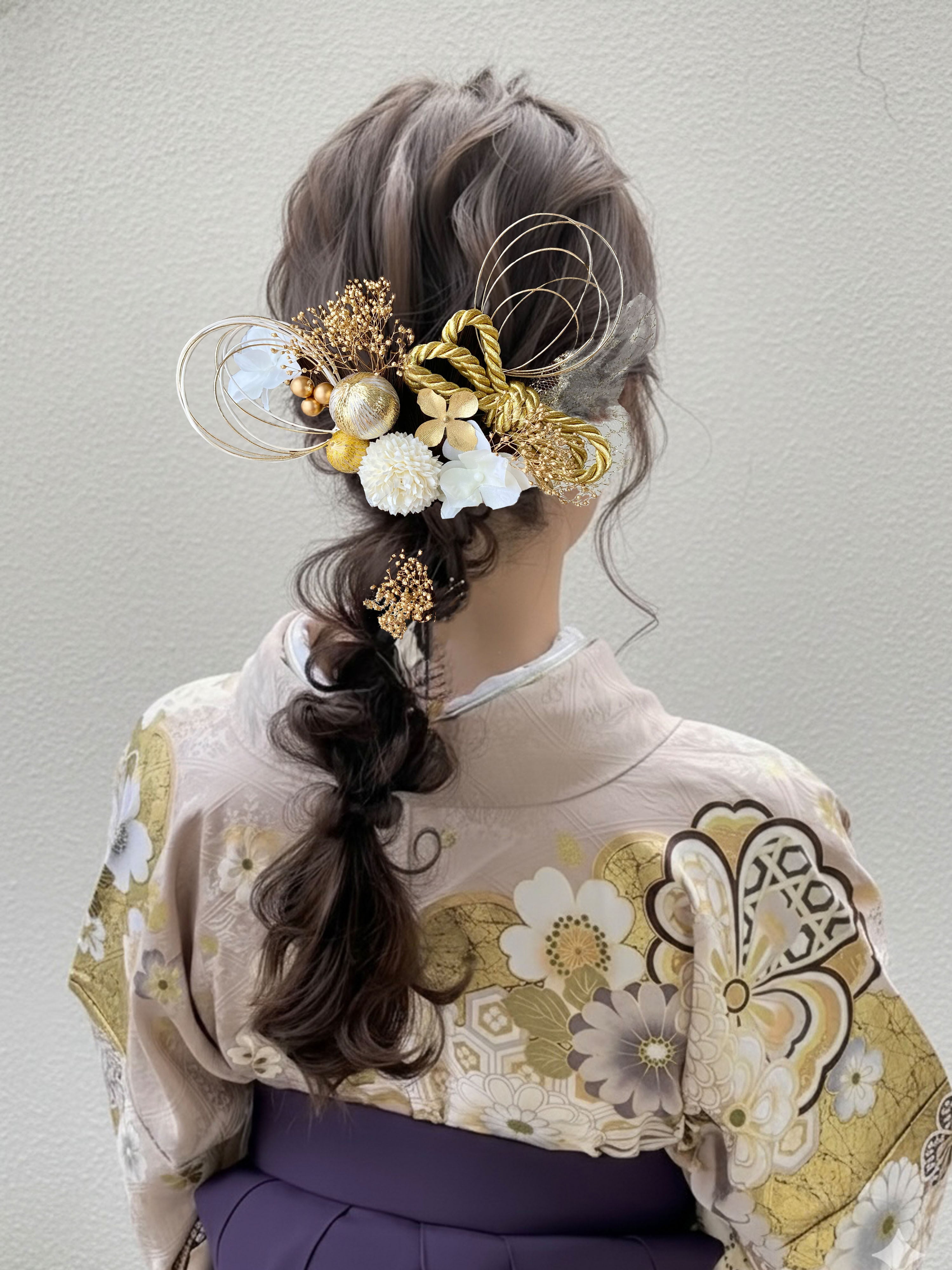 WG12 紐リボン.和玉のホワイトゴールド髪飾り | atelier Le Reve