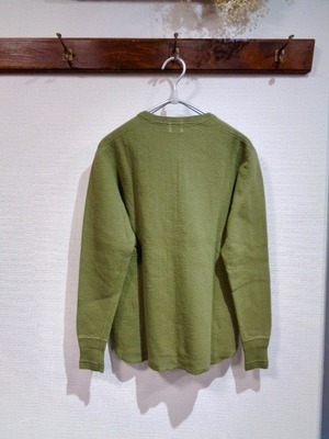 LOOP&WEFT・DOUBLE FACE JACQUARD KNIT HENLEYNECK THERMAL・アーミーオリーブ