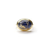 S925 OVAL DOUBLET STONE RING GOLD -LAPIS LAZURI-