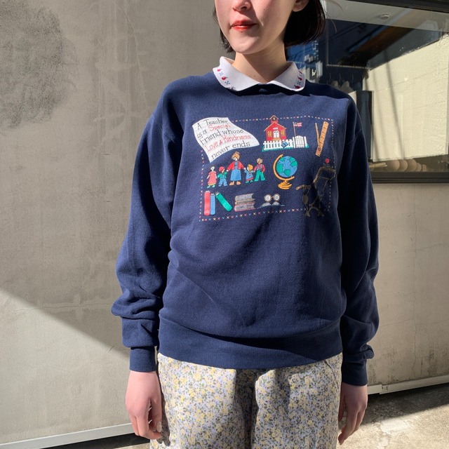 80s " RETRO PATTERN SCHOOL SWEAT PULLOVER"