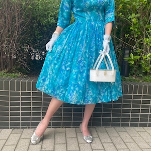 VINTAGE 50's blue chiffon dress