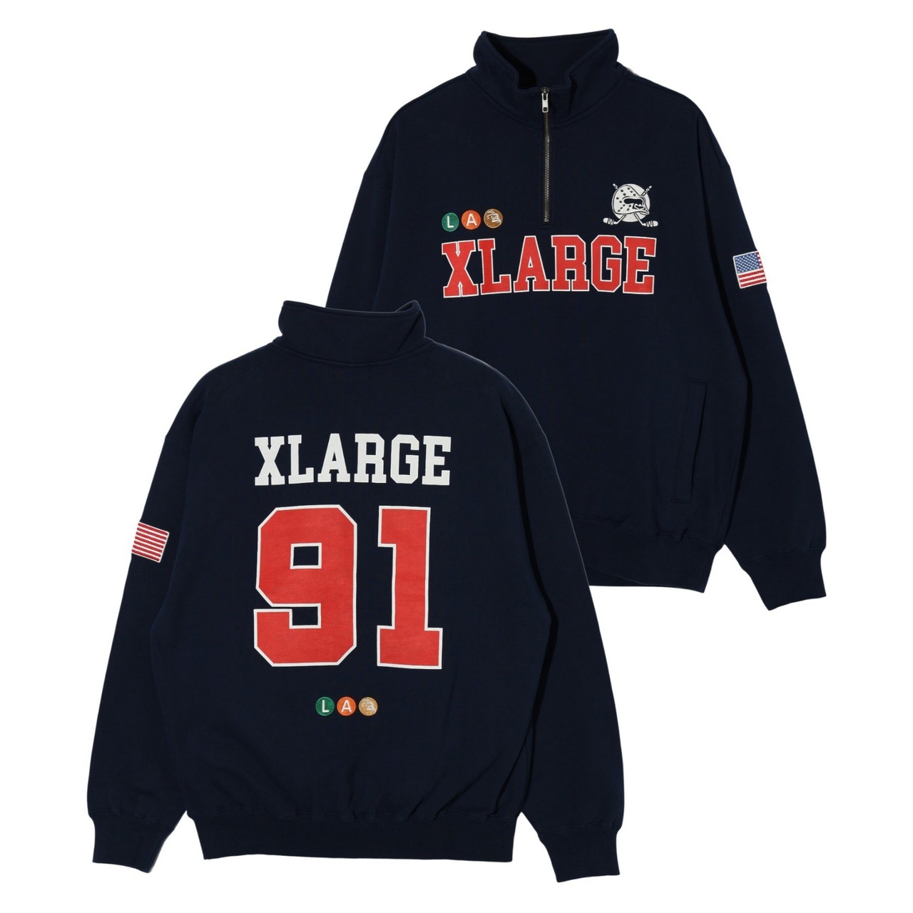 【XLARGE】HOCKEY HALF ZIP SWEATSHIRT【エクストララージ】