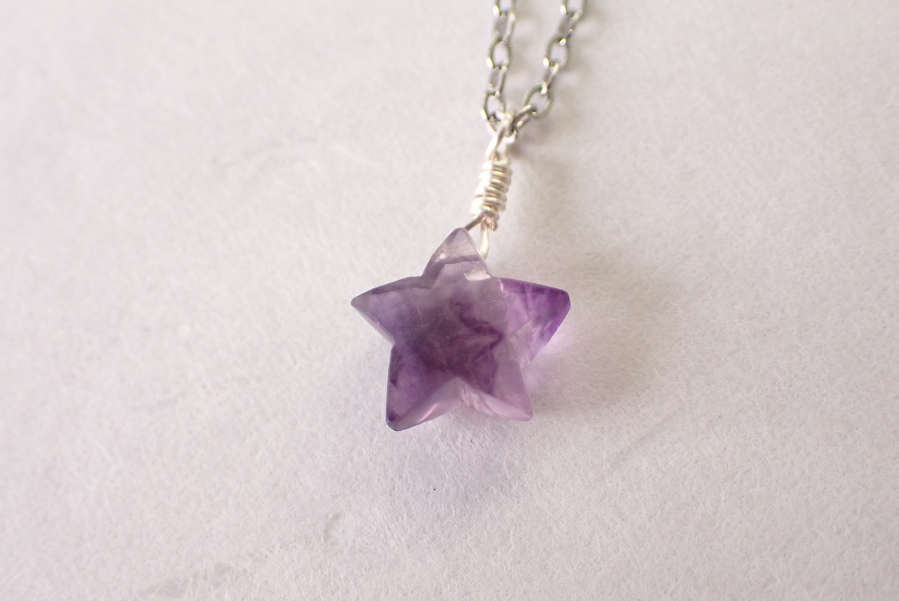 バイカラーフローライトネックレス(スターカット)　3.75ct　[C9‐165]