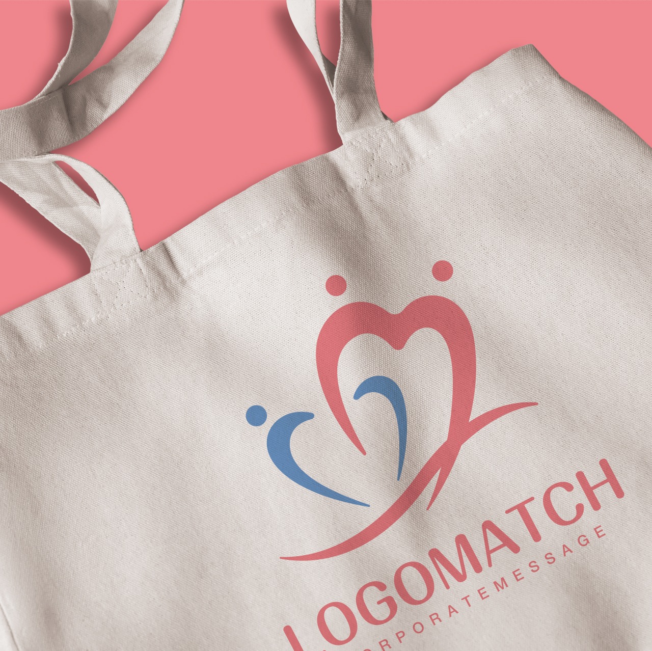 ハートがつながり寄り添う人のロゴ