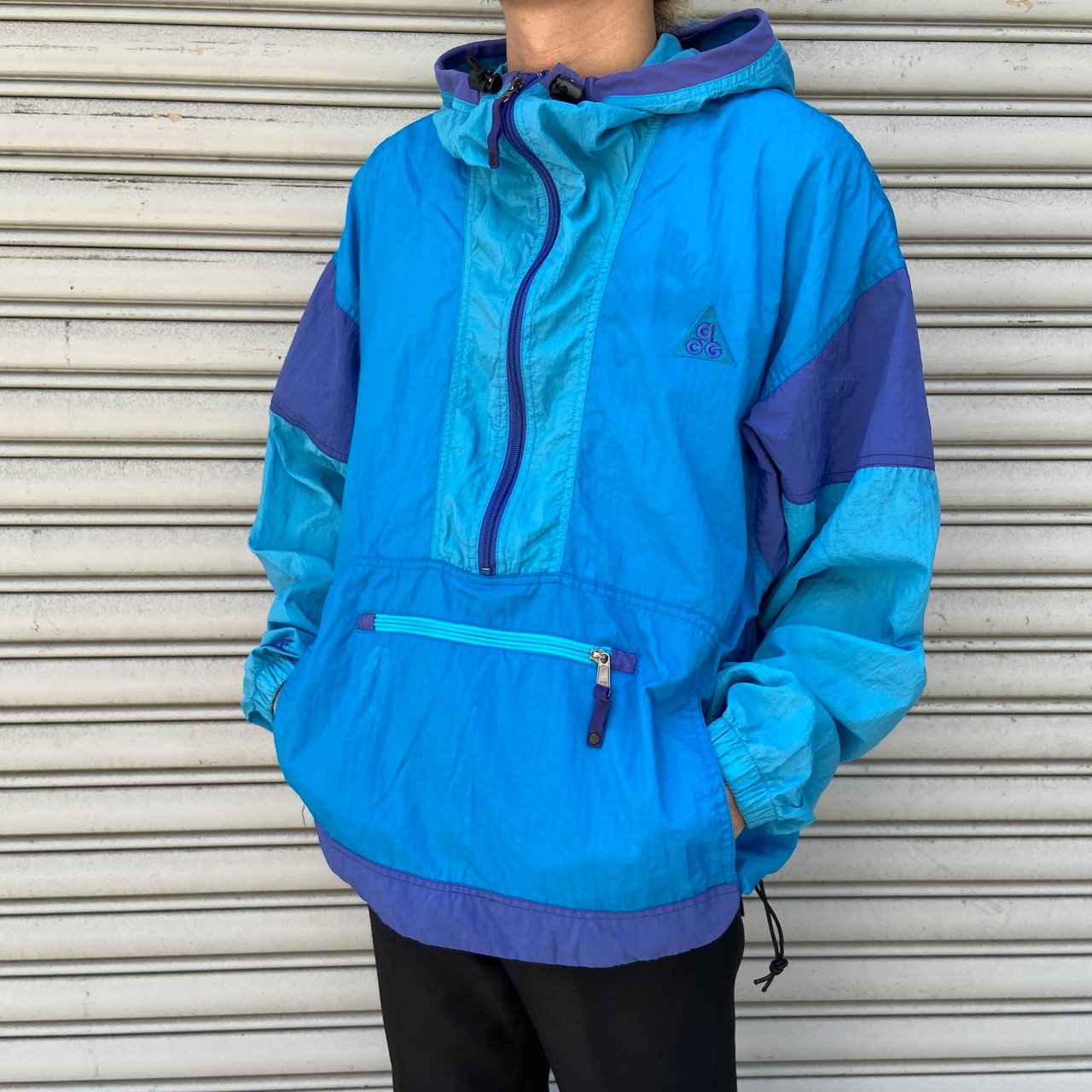 00s NIKEACG ナイキ アノラックパーカー ナイロン ブルー M