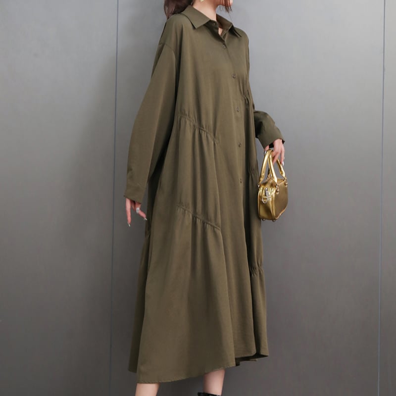 ティアードシャツ ロングワンピース 2color ON0822