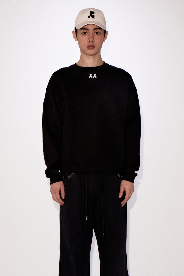 [rest & recreation] RR LOGO OVERSIZE SWEATSHIRT - BLACK 正規韓国ブランド 韓国ファッション 韓国代行  スリーブレス