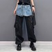 【J.Fashion】 春秋 デニムドッキング ロングパンツ 欧美風 カーゴパンツ レディース ロングパンツ メガ割
