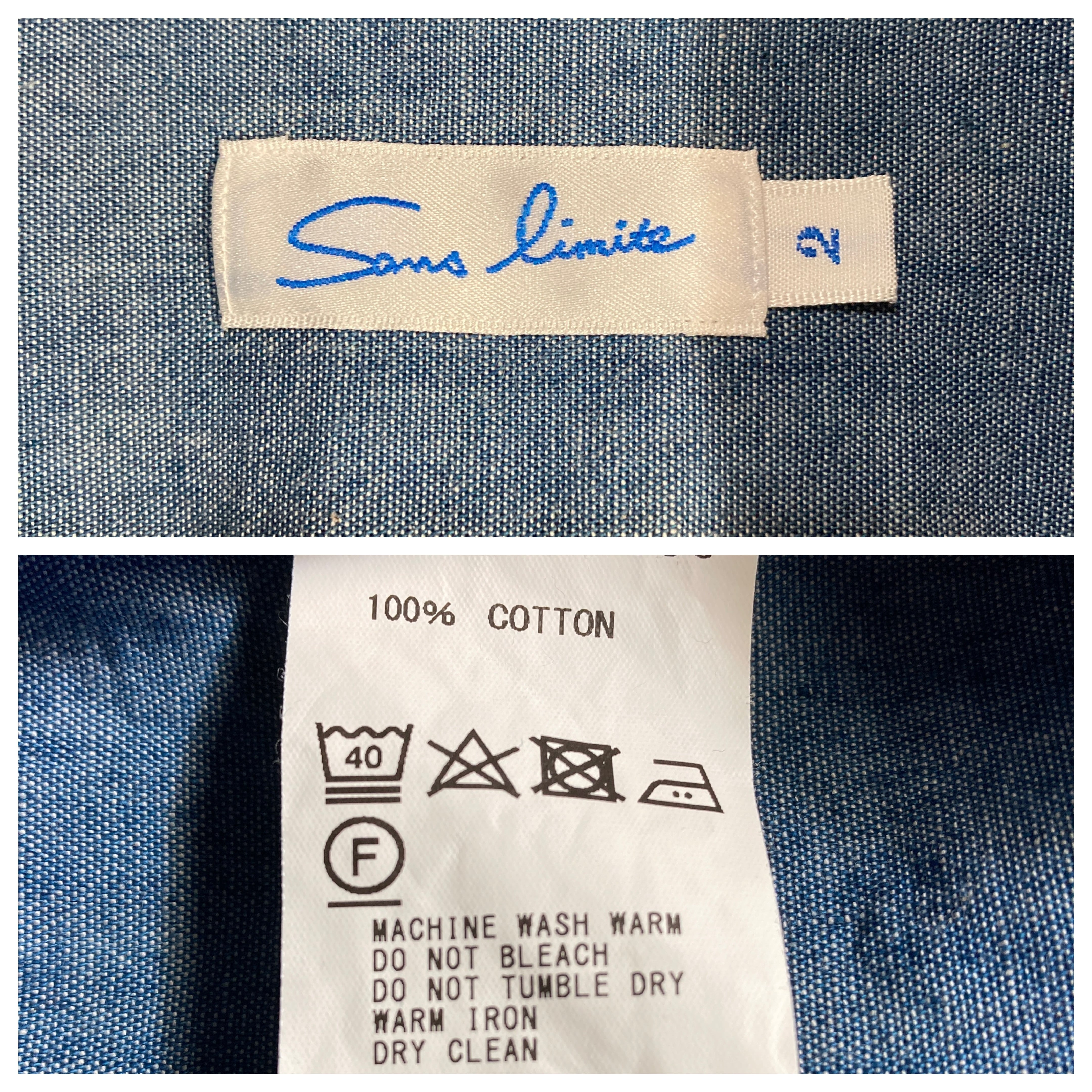 日本製 Sans limite サンリミット 半袖 オープンカラー シャンブレー