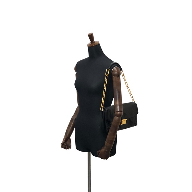 miumiu ミュウミュウ ショルダーバッグ ブラック ロック レザー チェーンショルダー vintage ヴィンテージ オールド prsynv